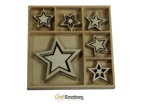 CraftEmotions Houten Ornament - 5 punt sterren