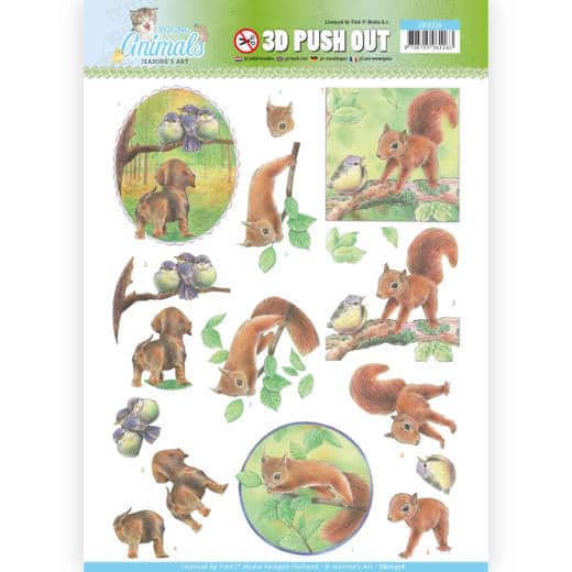 3D Pushout - Jeanine's Art - Young Animals - In the Forest